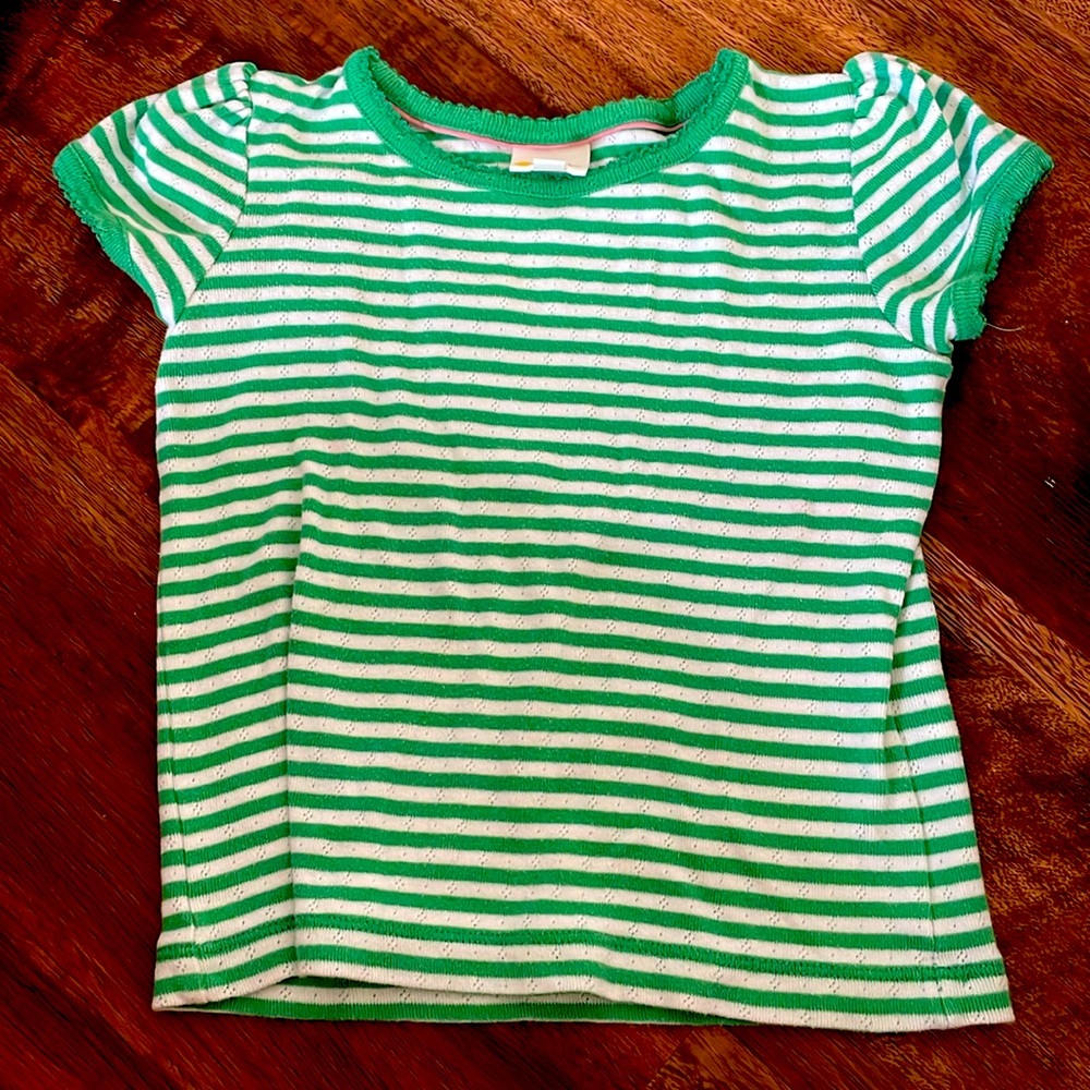 4-5Y Mini Biden green stripe girl’s shirt